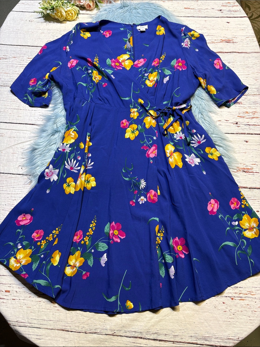 NWT Old Navy Flutter Sleeve Floral Faux Wrap Mini Dress sz 2X